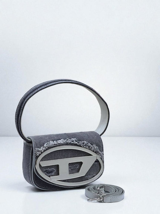 Kapaklı Klasik Kot İşlemeli El ve Omuz Çantası