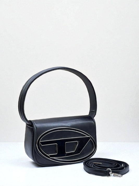 Kapaklı Klasik Kot İşlemeli El ve Omuz Çantası