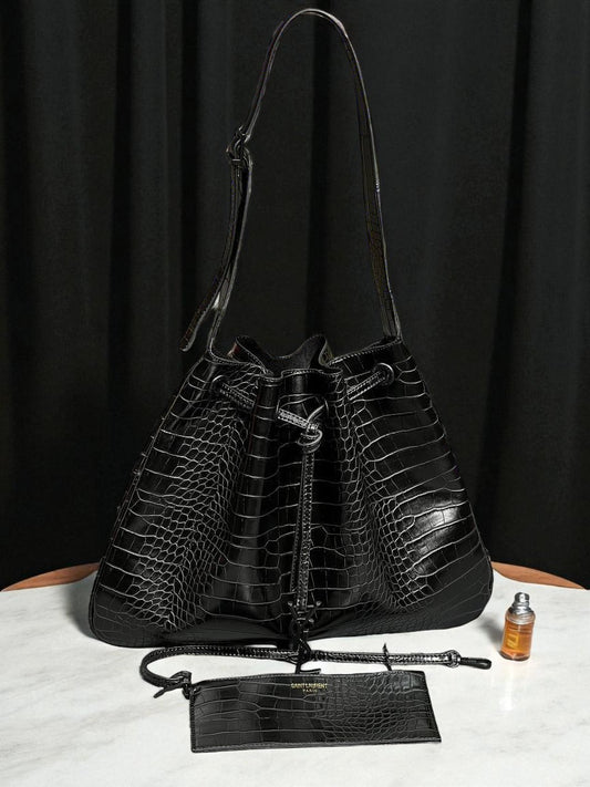 YSL SAINT LAURENT MEDIUM HOBO BAG Timsah